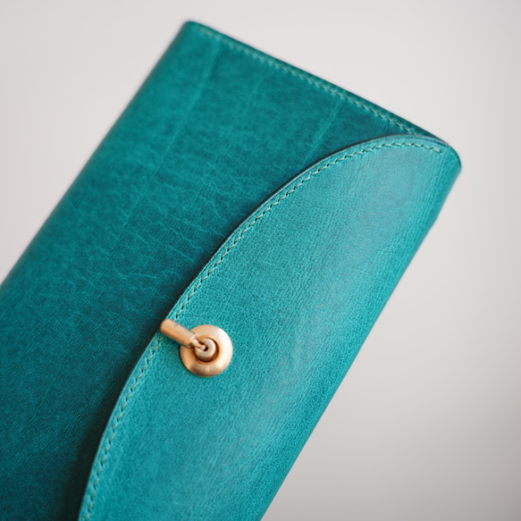 flap long wallet [ Turquoise green ] フラップロングウォレット 長財布 4枚目の画像