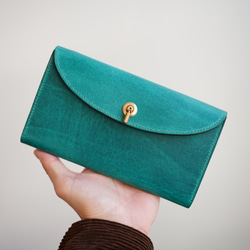 flap long wallet [ Turquoise green ] フラップロングウォレット 長財布 1枚目の画像