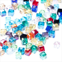 立方體玻璃珠 4.5mm 30顆 ★AB黃/黃色 ★Square square cut beads (garascutc5) 第3張的照片