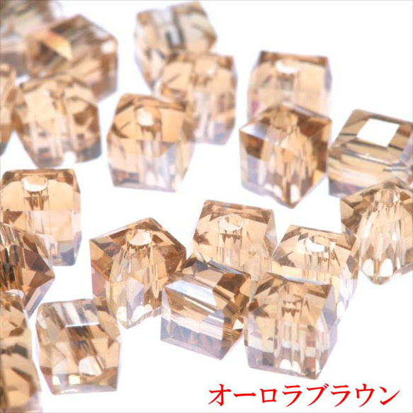 立方體玻璃珠 4.5mm 30顆 ★AB brown/brown ★Square square cut beads (garas 第1張的照片