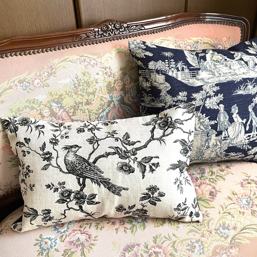 フランスアンティーク　トワルドジュイ　クッションカバー フランスアンティーク クッション クッションカバー 45×45