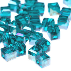 立方體玻璃珠 4.5mm 30顆 ★AB green/green ★Square square cut beads (garas 第2張的照片