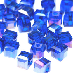 立方體玻璃珠 4.5mm 30顆 ★AB blue/blue ★Square square cut beads (garascu 第2張的照片