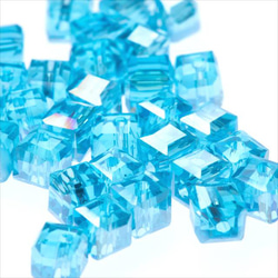 立方形玻璃珠 4.5mm 30 顆 ★AB 淺藍色/淺藍色 ★方形切割珠 (garascutc5) 第2張的照片
