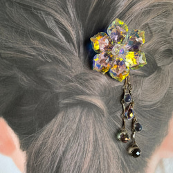 【春色新作2023】キラキラ クリスタル華 髪飾り ヘアアクセサリー ガラス　 8枚目の画像
