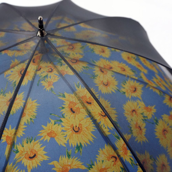 サイレントアンブレラ　ひまわり　降雨騒音低減　雨晴兼用　傘　日本製　職人手作り　丸安洋傘　ＳUDVF　ブル－ 8枚目の画像