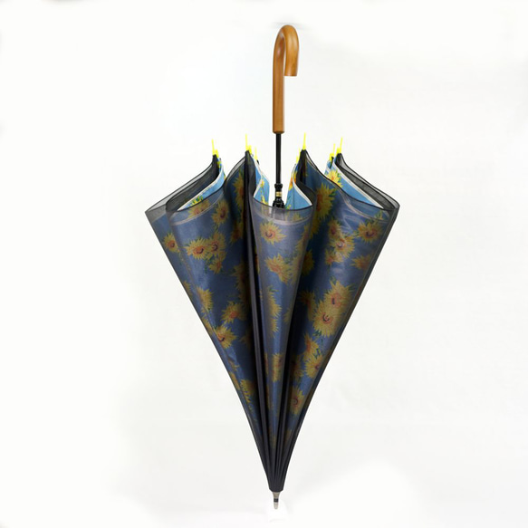 サイレントアンブレラ　ひまわり　降雨騒音低減　雨晴兼用　傘　日本製　職人手作り　丸安洋傘　ＳUDVF　ブル－ 4枚目の画像