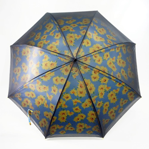 サイレントアンブレラ　ひまわり　降雨騒音低減　雨晴兼用　傘　日本製　職人手作り　丸安洋傘　ＳUDVF　ブル－ 3枚目の画像