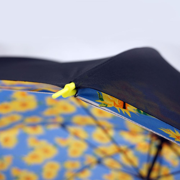 サイレントアンブレラ　ひまわり　降雨騒音低減　雨晴兼用　傘　日本製　職人手作り　丸安洋傘　ＳUDVF　ブル－ 9枚目の画像