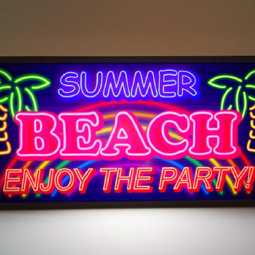 文字変更無料】サマー ビーチ パーティー 南国 虹 海 夏 トロピカル