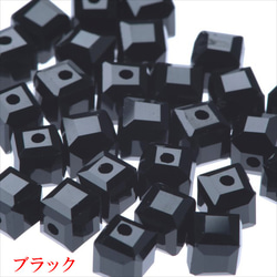 立方體玻璃珠 6 毫米 30 黑色/黑色方形方形切割珠 (garascutc6) 第1張的照片
