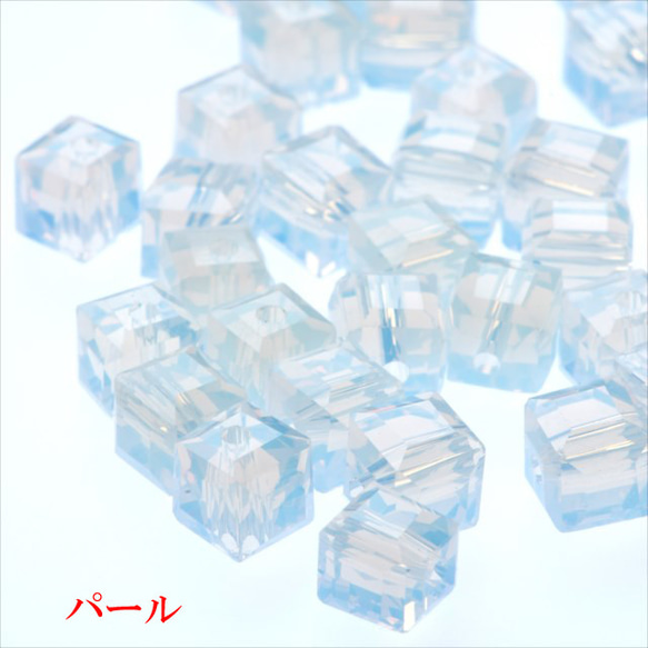 立方體玻璃珠 6mm 30顆 ★珍珠 ★Square square cut beads (garascutc6) 第1張的照片