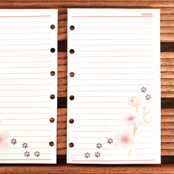 ミニ6赤 サクラとワンコのメモ用紙 システム手帳リフィル M6 mini6 ノート 方眼 桜 お花見 花柄 14枚目の画像