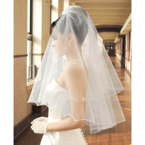 ウエディングベール ショートベール パール付 ふんわりメロウ ☆3色