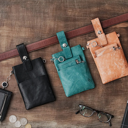 ベルトに通してぶら下げるスマホポーチ＆コンパクトな2つ折財布