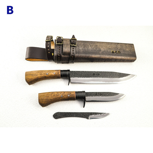 晶之作 土佐鍛『山人ver.3』三丁差セット(A~C型) 『選べる剣鉈』＋『渓流刀』＋『小刀』 6枚目の画像