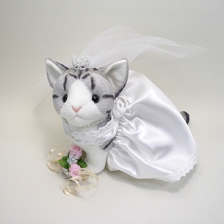 ウェディングキャット新婦・サバトラ白 / ウェルカムキャット / 猫のウェルカムドール  【受注製作】