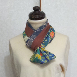着物リメイク♪いろいろな花模様の正絹着物から作ったおしゃれなスヌード 4枚目の画像