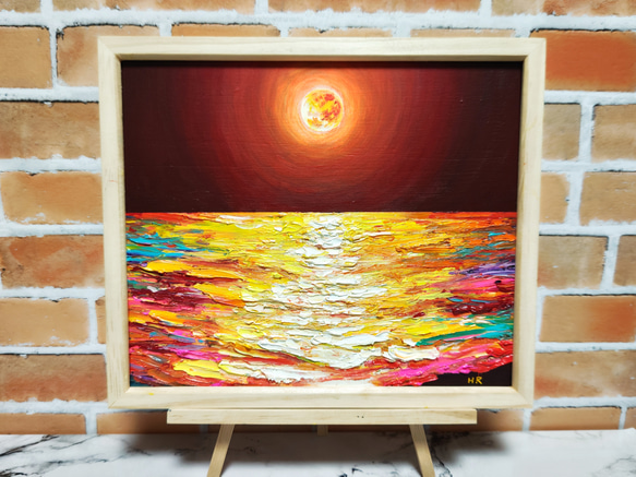 油絵 絵画 オレンジの月【四切木製】 油絵 絵画 オレンジの月【四切木製】 絵画 HR 通販 15291555