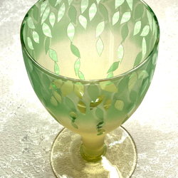 ハンギンググリーンの脚付きグラス　緑×黄（1個） 4枚目の画像