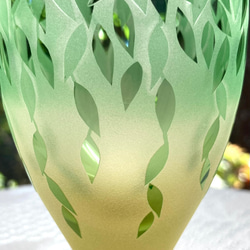 ハンギンググリーンの脚付きグラス　緑×黄（1個） 3枚目の画像