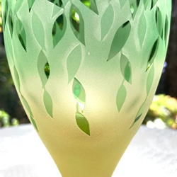 ハンギンググリーンの脚付きグラス　緑×黄（1個） 2枚目の画像