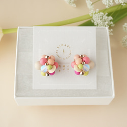 春天的顏色◎ 紀之森耳環/櫻花粉×檸檬綠/定制 第3張的照片