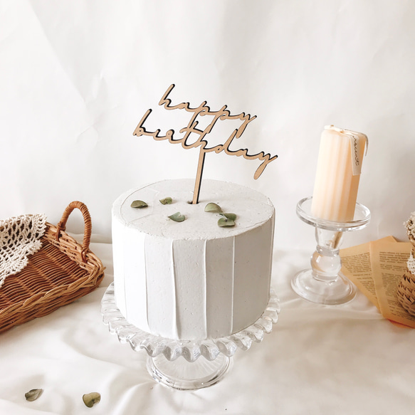 【Happy Birthday トッパー】木製　ケーキトッパー　誕生日　お誕生日　ファーストバースデー　 20枚目の画像
