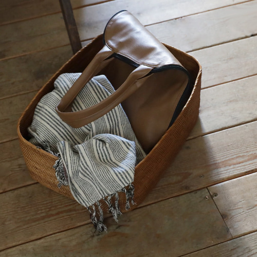 ラスト1（送料無料）伝統工芸アタ細工 スクエア バスケット 収納BOX