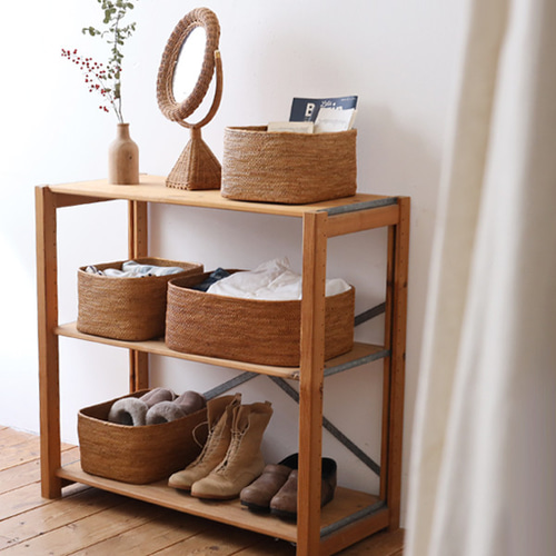 ラスト1（送料無料）伝統工芸アタ細工 スクエア バスケット 収納BOX