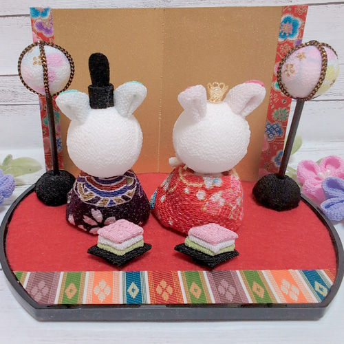 ひな人形 うさぎ雛 おひなさま 雛人形 つまみ細工 ひな人形・雛飾り