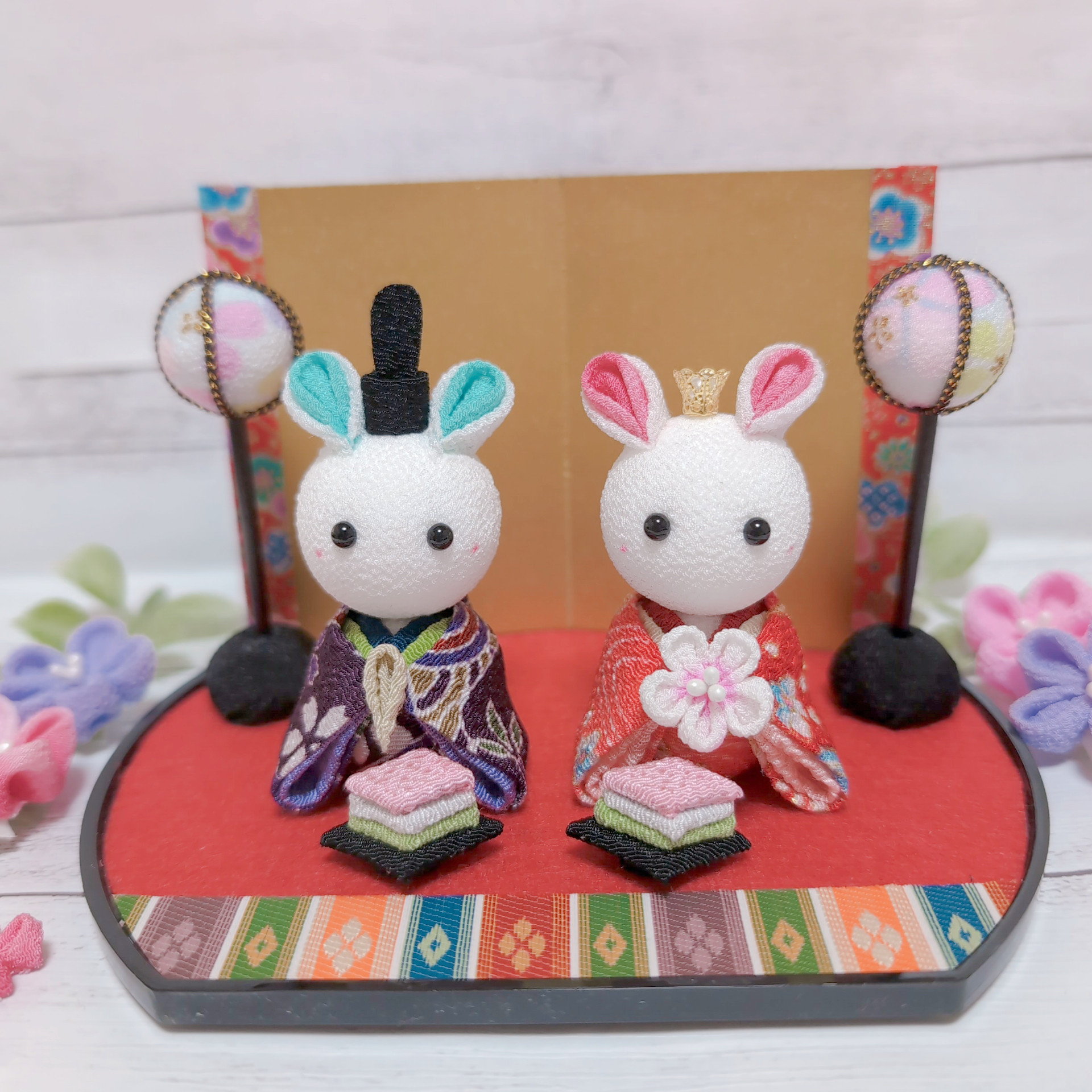 ひな人形 うさぎ雛 おひなさま 雛人形 つまみ細工 ひな人形・雛飾り