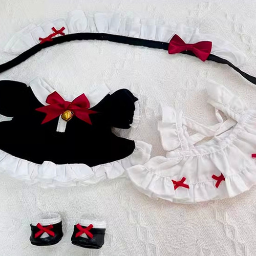 20cm着せ替えぬいぐるみ服 黒猫メイドセット 猫ぬい飾り 着せ