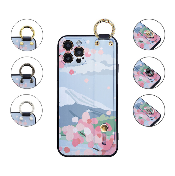 満開の桜と富士山 miru01-960 iPhone android ほぼ全機種対応 ベルト付きTPUケース 6枚目の画像