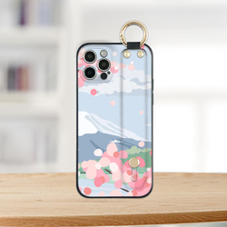 満開の桜と富士山 miru01-960 iPhone android ほぼ全機種対応 ベルト付きTPUケース 1枚目の画像