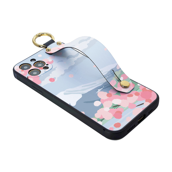 満開の桜と富士山 miru01-960 iPhone android ほぼ全機種対応 ベルト付きTPUケース 2枚目の画像