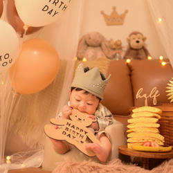 【木製　Half ケーキトッパー】halfbirthday ハーフバースデー　ハーフ　半年　半年祝い　誕生日　お誕生日 9枚目の画像