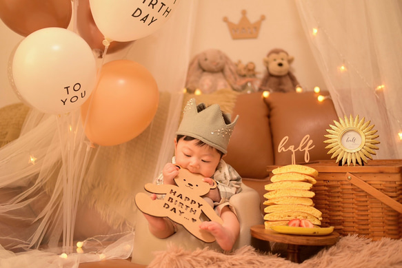 【木製　Half ケーキトッパー】halfbirthday ハーフバースデー　ハーフ　半年　半年祝い　誕生日　お誕生日 9枚目の画像