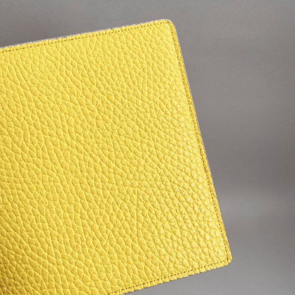 高品質真皮雙面方形杯墊（黃色和灰褐色）Adria 皮革 第2張的照片
