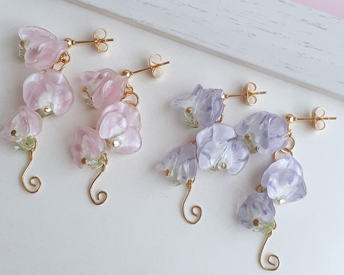 ゆい⭐️天然石ピアス5023⭐️1点もの ピンクジェイド スワロフスキー 虹入り♪ 1点物大ぶり高品質セレナイト＆ブラジル産宝石質カイヤ