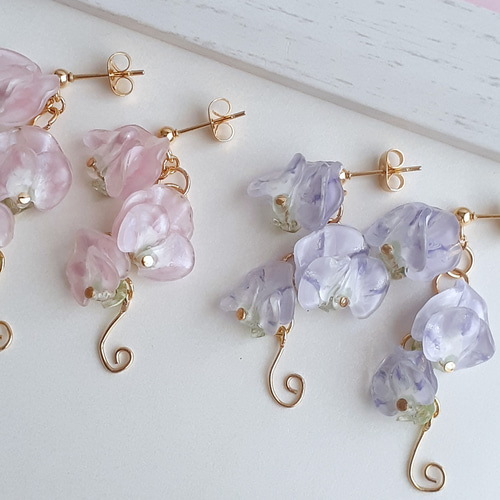 本物保証!  スイートピーのピアス（イヤリング）＊ピンク＊ ピアス アクセサリー