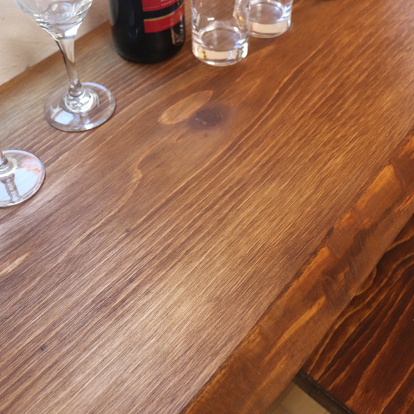 カフェw1800一枚板国産ヒノキ カウンターテーブル カフェcafe ダイニングテーブル　　店舗什器　アンティーク風 7枚目の画像
