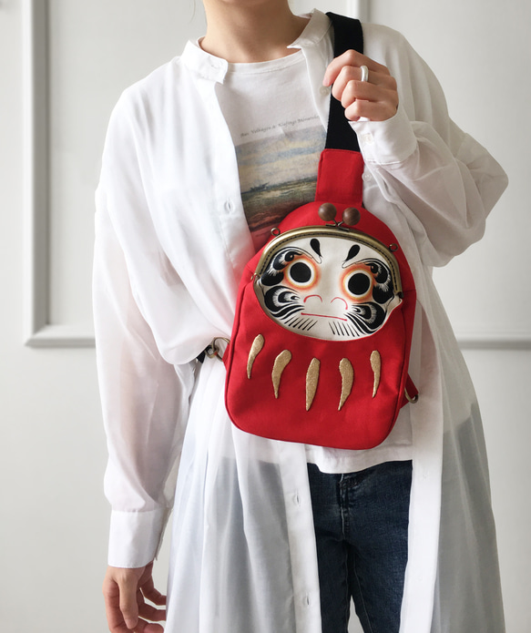 日本達摩 帆布包 肩背包 紅色 斜背包 隨身包 女生 女友 老婆 禮物 閨蜜 祈福 第8張的照片