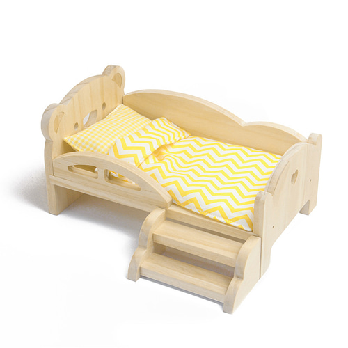 木製 ドール家具 1/12家具 ベッド 梯子付き 20cmドール用 OB11用