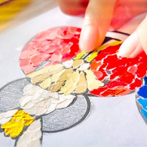 ちぎり絵×切り絵】原画アート『ohina-sama（雛人形）』 絵画 紙の