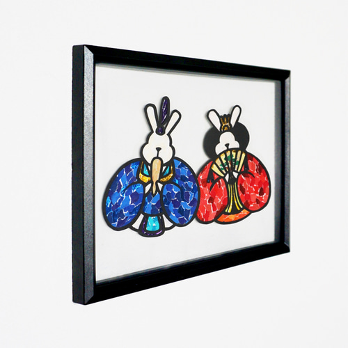 くるみ絵 雛飾り 特注パネル　2ヶセット くるみ絵 雛飾り 特注パネル 2ヶセット 切り絵×ちぎり絵】ohina