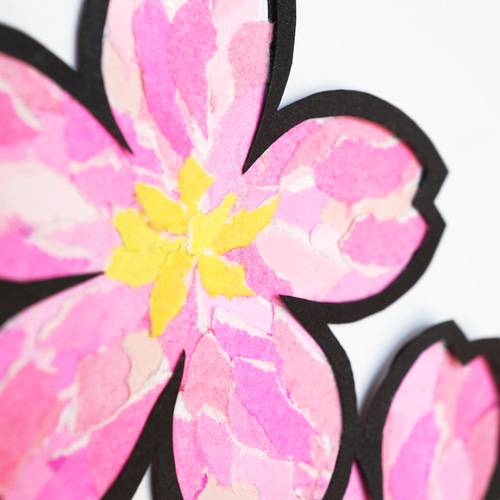 切り絵×ちぎり絵】Kai-ka -桜- 原画アート アートフラワー 紙の