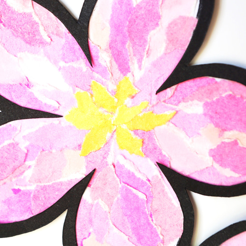 ピンクのバラ　デザイン アート　切り絵　美　内側　潜在意識 切り絵×ちぎり絵】Kai-ka -桜- 原画アート アートフラワー 紙のおくり