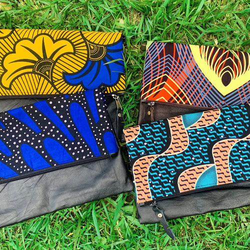 本格アフリカンバッグ（革とワックス生地）