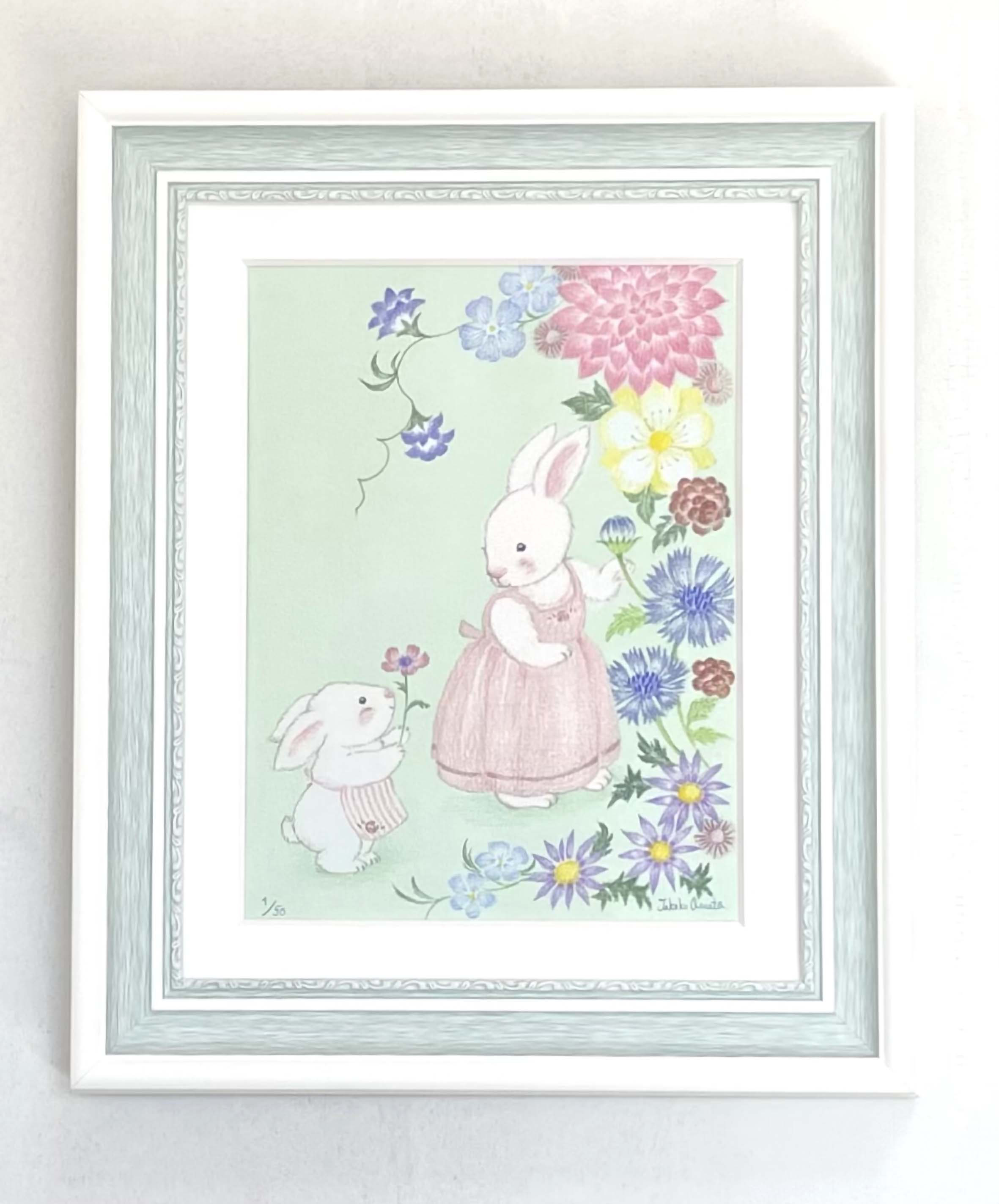 『春を待つうさぎ』　水彩色鉛筆画